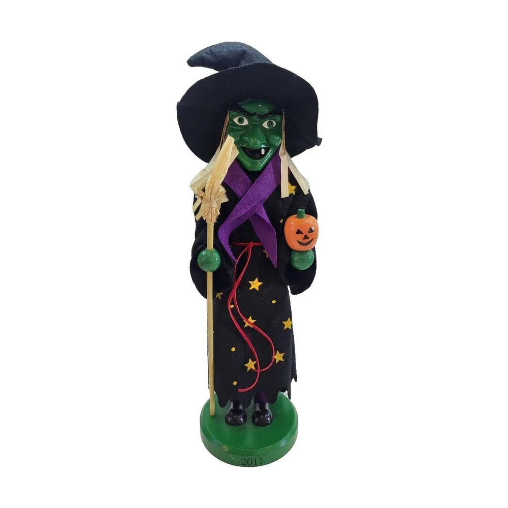 Target 2011 Limited Edition Halloween Witch Nutcracker 14in Broom Pumpkin